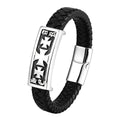 Classic Cross Engraved Genuine Leather Bangle Stainless Steel Magnetic Clasp Crucifix Men's Leather Bracelets OT-142