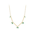 Latest 18K Gold Plated Stainless Steel Jewelry Rectangular Green Zircon Charms Pendants Trendy for Women Party Necklace P233391