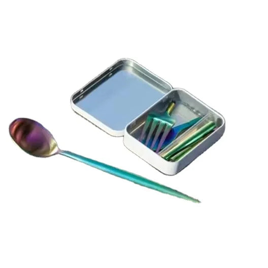 Portable Pocket Sized Reusable Stainless Steel Foldable Cutlery Set for Home and Restaurant