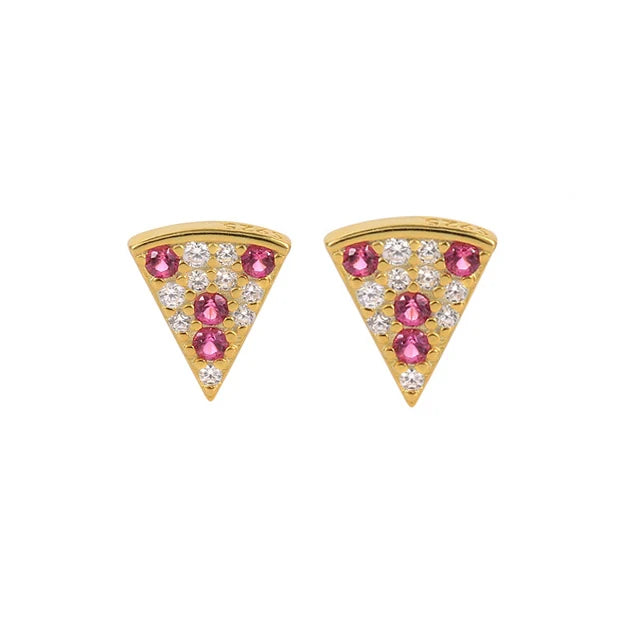 14K Gold 925 Silver Zircon Watermelon Hoop Earrings with Rhodium Plating Princess Cut Diamond for Anniversary or Gift