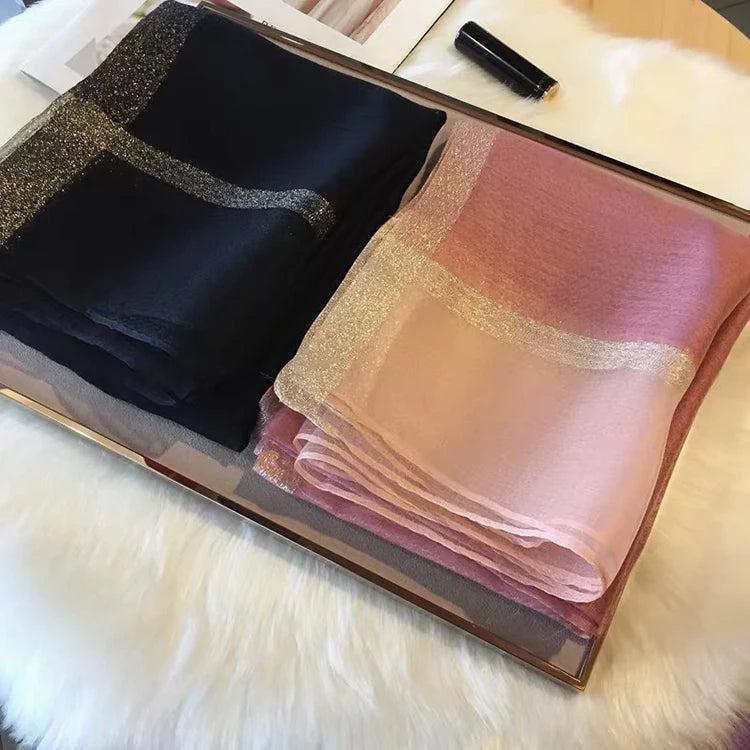Luxury Brand Women Scarf Summer Silk Scarves Shawls Lady Wraps Soft Pashmina Female Echarpe Designer Beach Stole Bandana MegaBDM