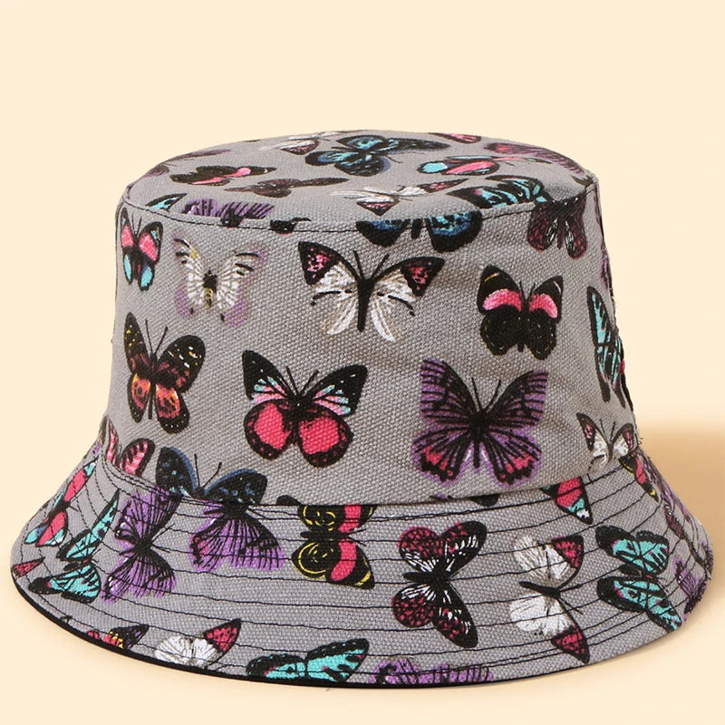 Unisex Fashion Butterfly Bucket Hat Summer Fisherman Cap for Men Women Teens