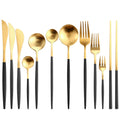 Mate Black Gold Cutlery SetBrushed Stain 18/10 Stainless Steel Colorful Wedding Flatware Sets Cutipol Goa