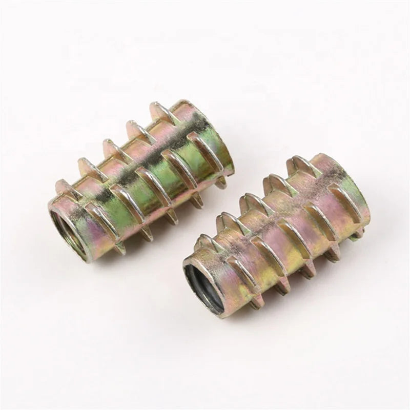 M4 M5 M6 M8 M10 External and Internal Thread Hex Drive 4 Rows Teeth Threaded Insert for Wood