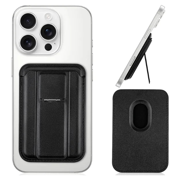 New Arrived Leather Aluminum Card Holder Strong Magnetic RFID Stand Smart Card Storage Wallet for Men Polyester Thread Stock
