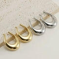 Classic Fashion Jewelry Women's Geometric Trendy Stainless Steel 18K Gold Plated U Shape Hoop Water Drop Earrings by Lanshang