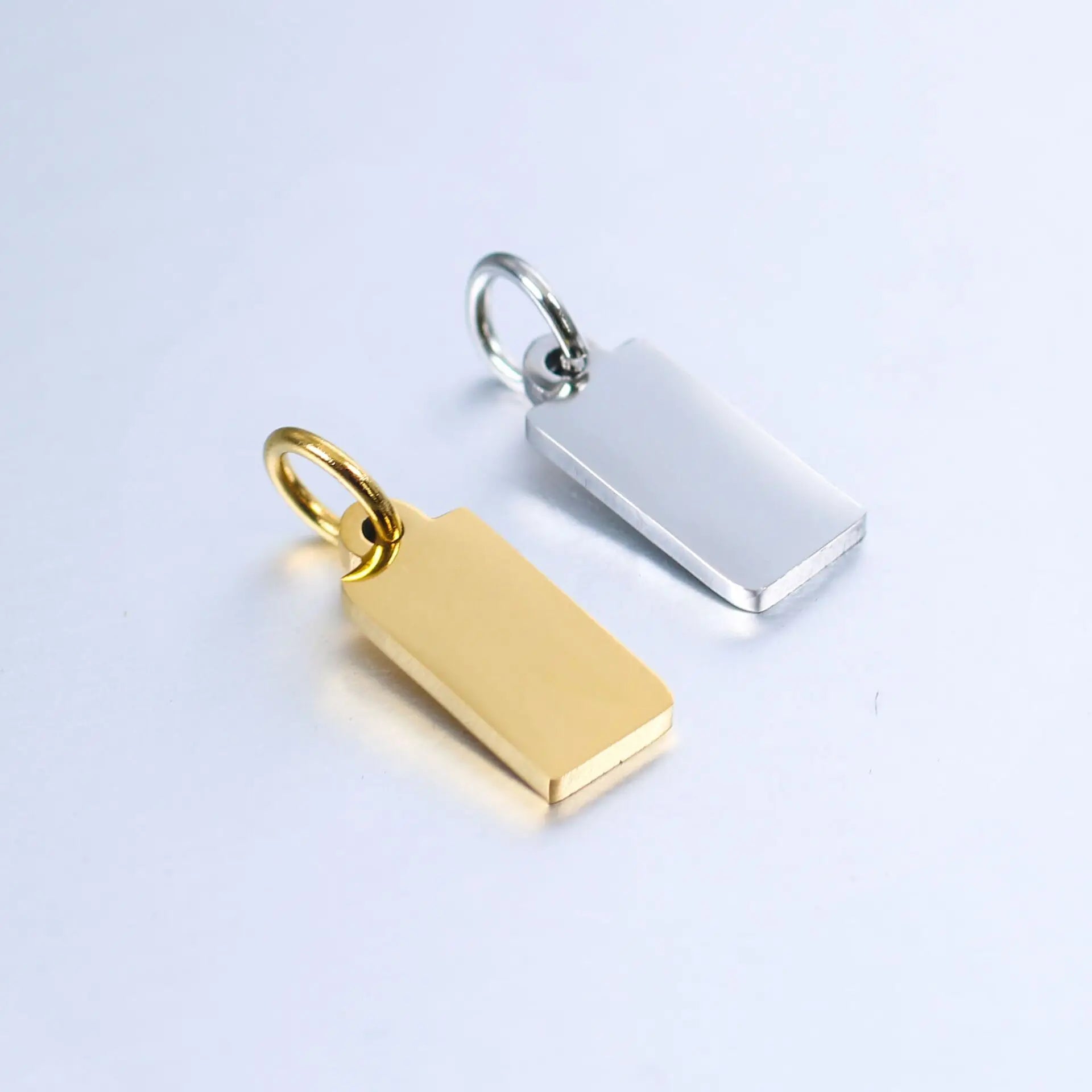 Personalized Name bar Rectangle Pendant Lasering Design Engraved Brand logo Custom Metal Tags Charm Pendant for Jewelry Making