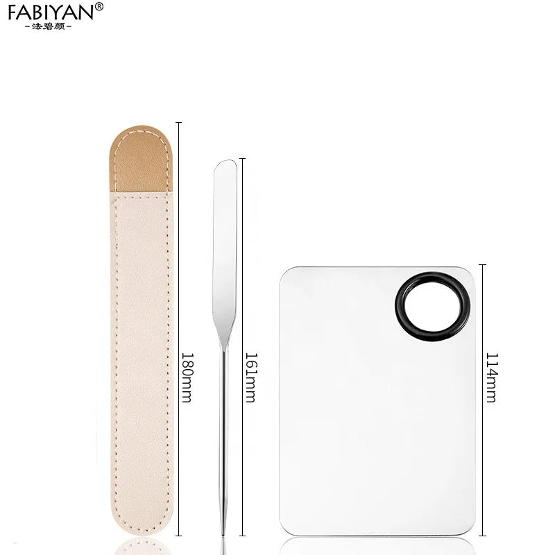 3PCS Korean Makeup Spatula and Palette Stainless Steel Cosmetics Palette Spatula  Set with Case
