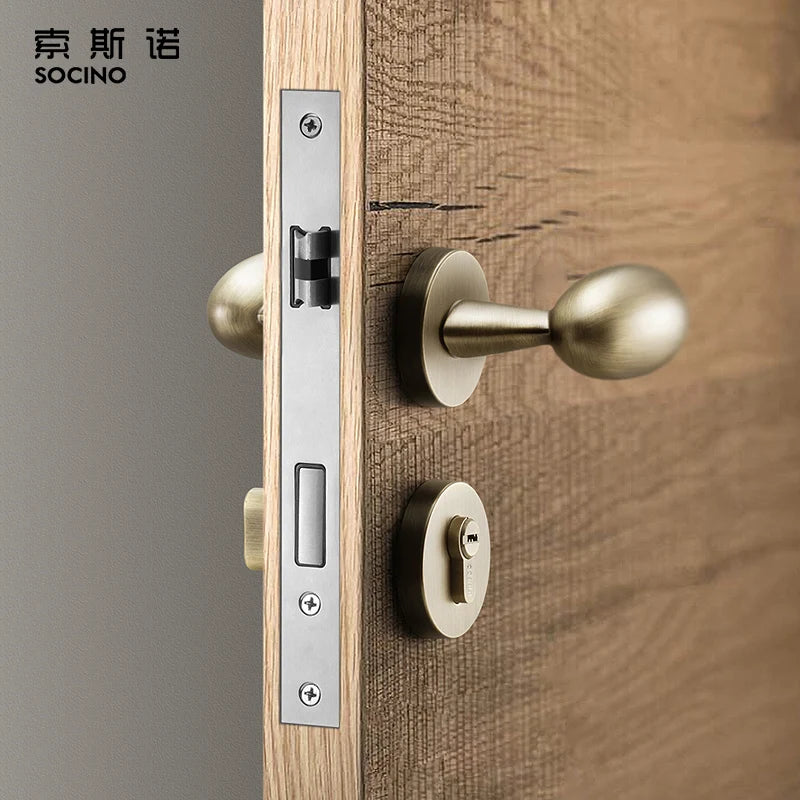 Modern New Design Zinc Alloy Bedroom Door Lock Lever Handle Set Satin Finish for Hotel Villa & Office Interior Use