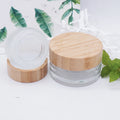 30ml 50ml Frosted clear Glass Cosmetic Cream Jar with Bamboo Cap
