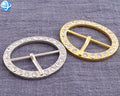 Wholesale 40mm Round Adjust Pin Buckle Gold Rhinestone Center bar Belt Buckle for Clothing Bags Hats