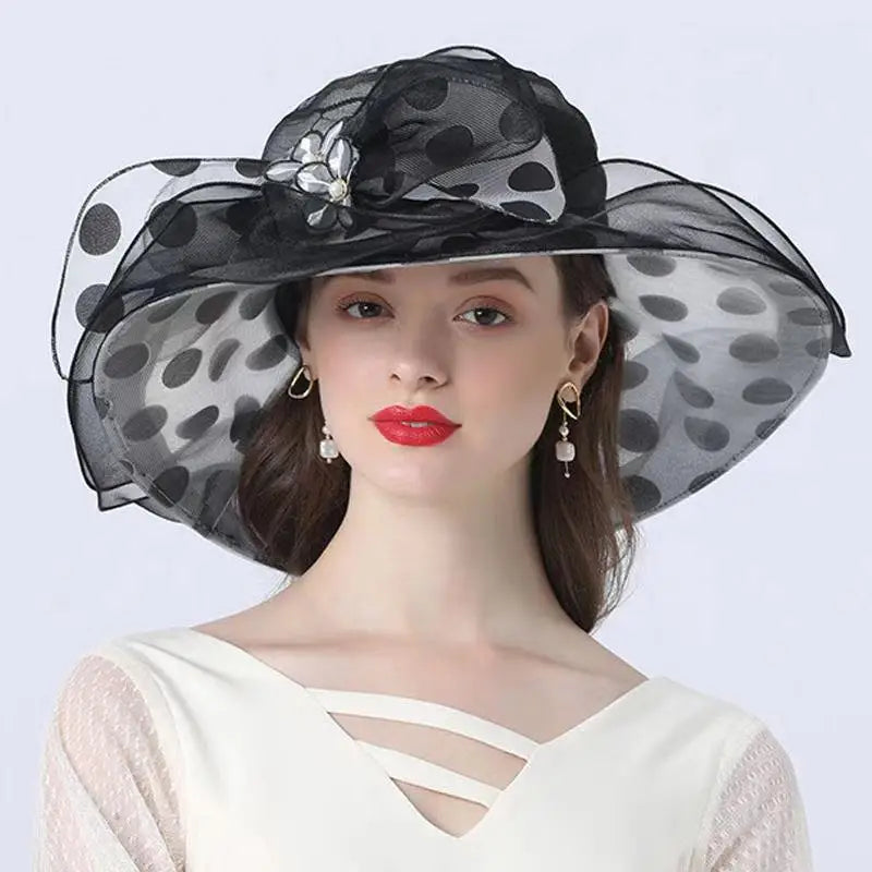 Lady Derby Kentucky Church Hat Dot Bow Wedding Bowler Hats
