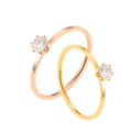 Korean Thin Ring Six-claw Rose Stainless Steel Ring Inlaid Single Rhinestone Jewelry