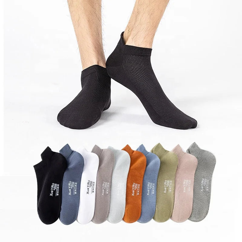 High Quality Breathable Cotton Summer Short Ankle Socks for Women Men Solid Color Custom Logo Casual Crew MOQ 10 Pairs Wholesale