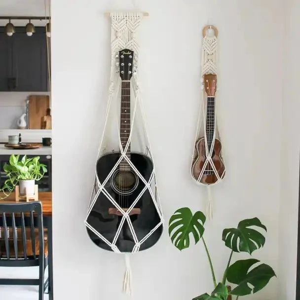 DaiRui New Customized Decorative Wall Mount Macrame Ukulele Guitar Hanger for Acoustic Guitar