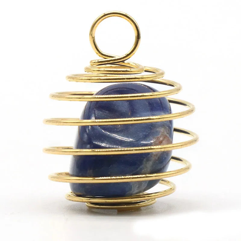 2026 Necklace Pendant Natural Stone Wire-wound spring pendant Necklace Fashion Gemstone Pendant Natural Stone Necklace gift