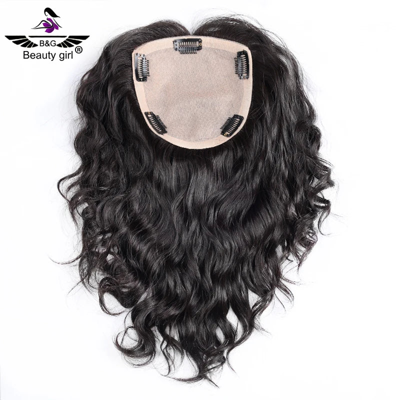 Alibaba Guaranteed Light Density Virgin Premium Quality Soft Thin Hair Silk Base Topper Hair Piece Set for Women