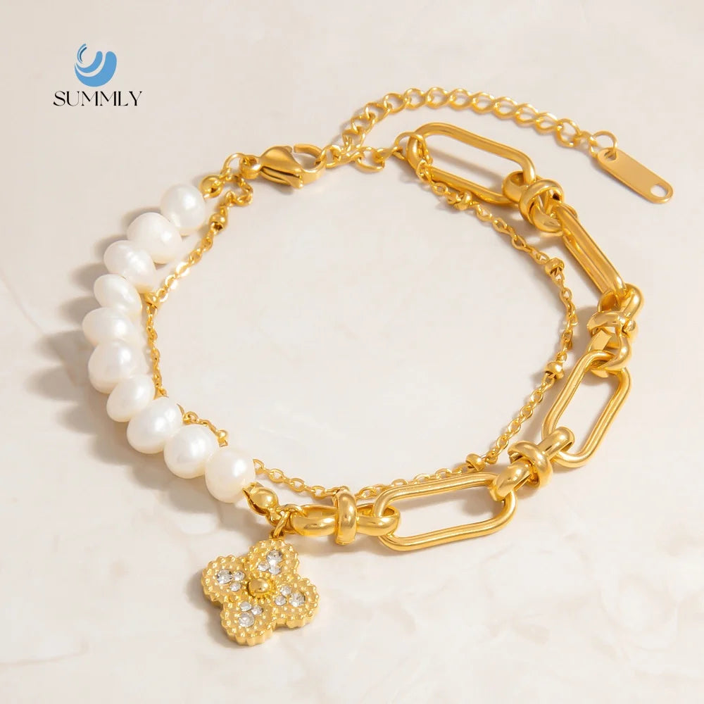 SUMMLY OEM/ODM Custom Charm Bracelet 304/316 Stainless Steel 18K Gold Plated Personalized Engraved Adjustable Fashion Jewelry