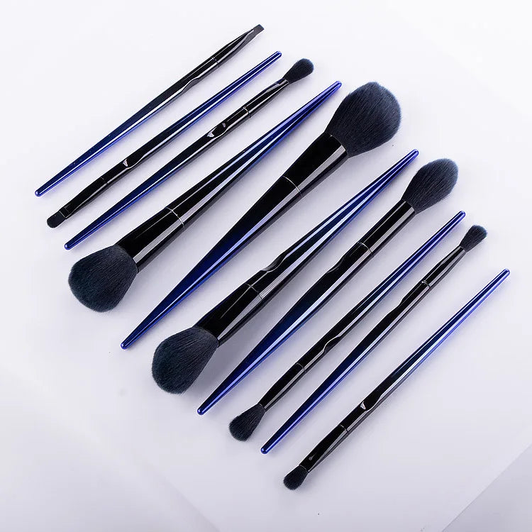 Customized Wholesale 10 Pieces Luxury Professional Mixable Blusher Eye Shadow Soft Makeup Brushes Set with Wood Handle