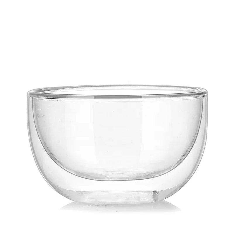 Quality Assurance  Double Wall Glass Bowl for Fruits and Salads clear Double Layer Glass Insulation Bowl