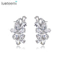 LUOTEEMI Display Earrings Jewellery Curve Pure Clear Cubic Zirconia Diamond Stud Statement Earrings
