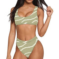 Polynesian Hawaii Tribal Print Two-Piece Plus Size Women's Swimsuit High Waisted Bikini Bottoms Push-Up Tummy Control Leopard