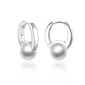 Women Silver Earring Fashion S925 Silver Pearl Hoop Earrings for Women Pearl Earrings