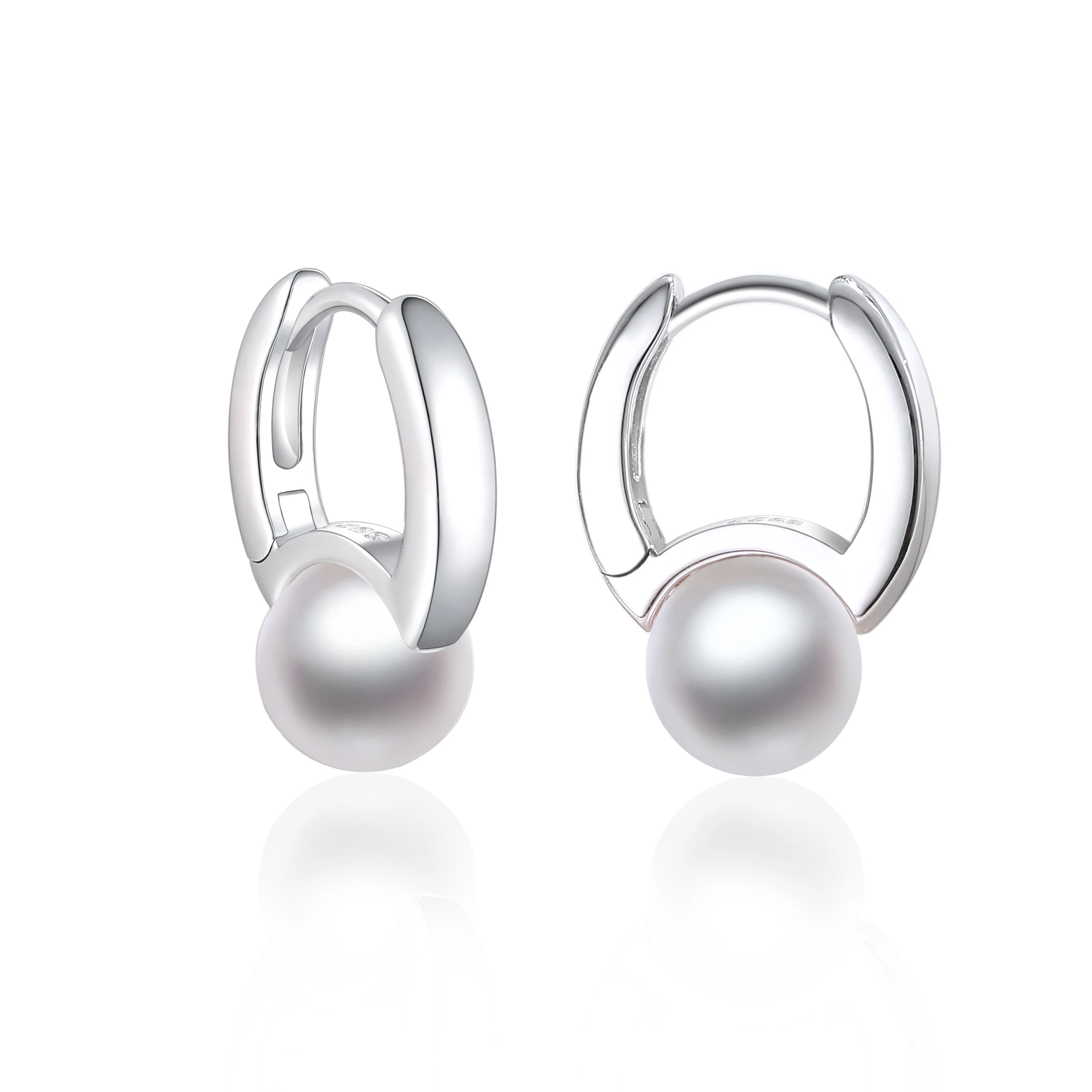Women Silver Earring Fashion S925 Silver Pearl Hoop Earrings for Women Pearl Earrings