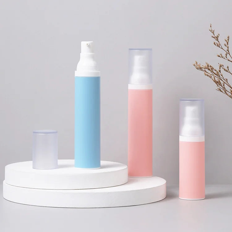 Empty Round Airless Bottle pink Blue 15ml 30ml 30ml Plastic PP Vacuum Fine Mist Cosmetic Lotion Serum Bottle