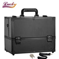 Professional Fashion Aluminum Diamond Lattice Makeup Train Case Adjustable 6 Trays Cosmetic Cases Storage Organizer Box