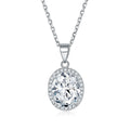Oval Sterling Silver Pendant Necklace Prong Setting