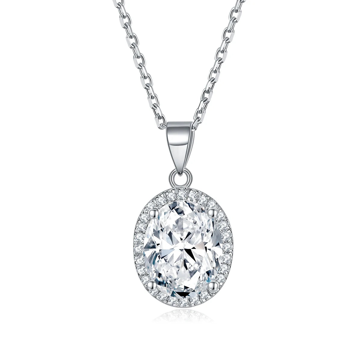 Oval Sterling Silver Pendant Necklace Prong Setting