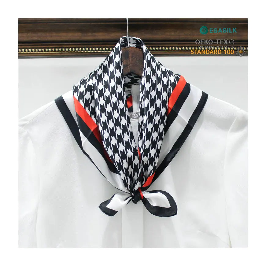 Custom Fashion Silk Scarf Digital Print Custom Design square 100% Silk Satin Scarf for Lady
