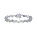 ICEBELA Rhodium Plated 925 Sterling Silver Green and White Flower Zircon Casting Bracelets for Women Delicate Jewelry