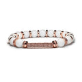 New Fashion 8mm Gemstone CZ Pave Charm Natural Stone Crystal Beaded Elastic Custom Bracelet for Women