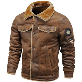 Men's Fur Collar Plush Fleece Winter Coat Warm Windproof Jacket High Quality Thick Outwear Overcoat