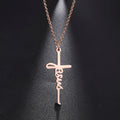 Stainless Steel 18k Gold Plated Jesus Cross Christ Necklace Male Dainty Cross Faith Strength Pendant Necklace Hope Cross Pendant