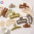 QIYUE 13cm Custom Logo Korean Jelly Color Moon Clamp Temperament Versatile Hair Claw Clips Hair Accessories for Woman