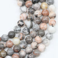 Natural Stone Beads Matte Zebra Stone Round Gemstone Loose Beads for DIY Jewelry Making
