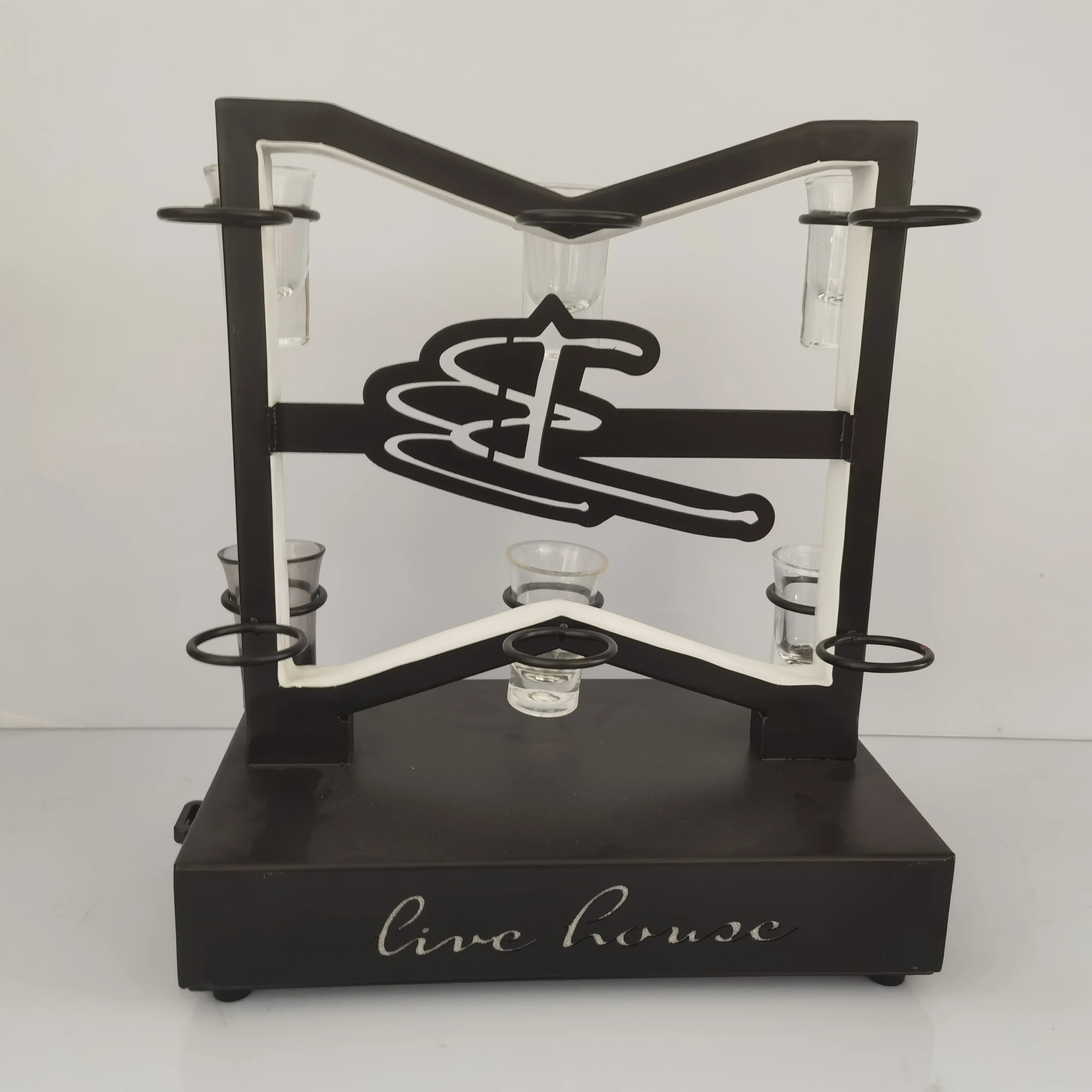 LED Glow-in-the-Dark Foldable Shot Glass Display Stand Wine Rack Holder Bottle Glorifier for Nightclub Bar or Lounge Parties