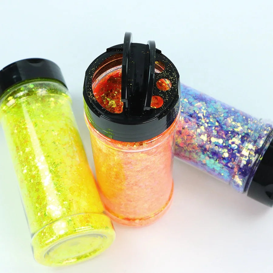 Wholesale Bulk Iridescent Chunky Glitters Rainbow Neon Fine Glitter for Sublimation Mugs Tumblers 1kg MOQ OEM Package Support