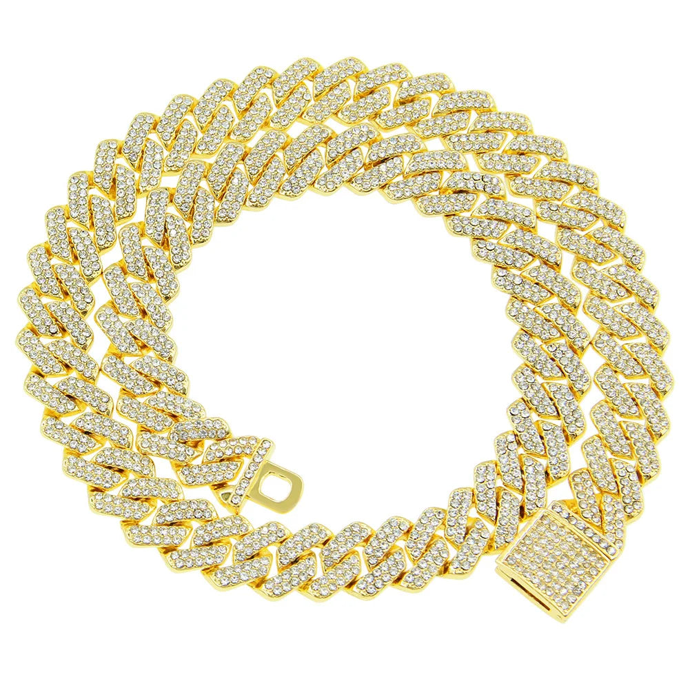 16-24 Inches Cuban Link Chain Hip Hop Jewelry Brass Iced Out Diamond Zircon Necklace for Men