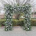 New Design White Square Arch with Roll-Up Cloth Back Artificial Faux Decorative Rose Flowers for Wedding Backdrop