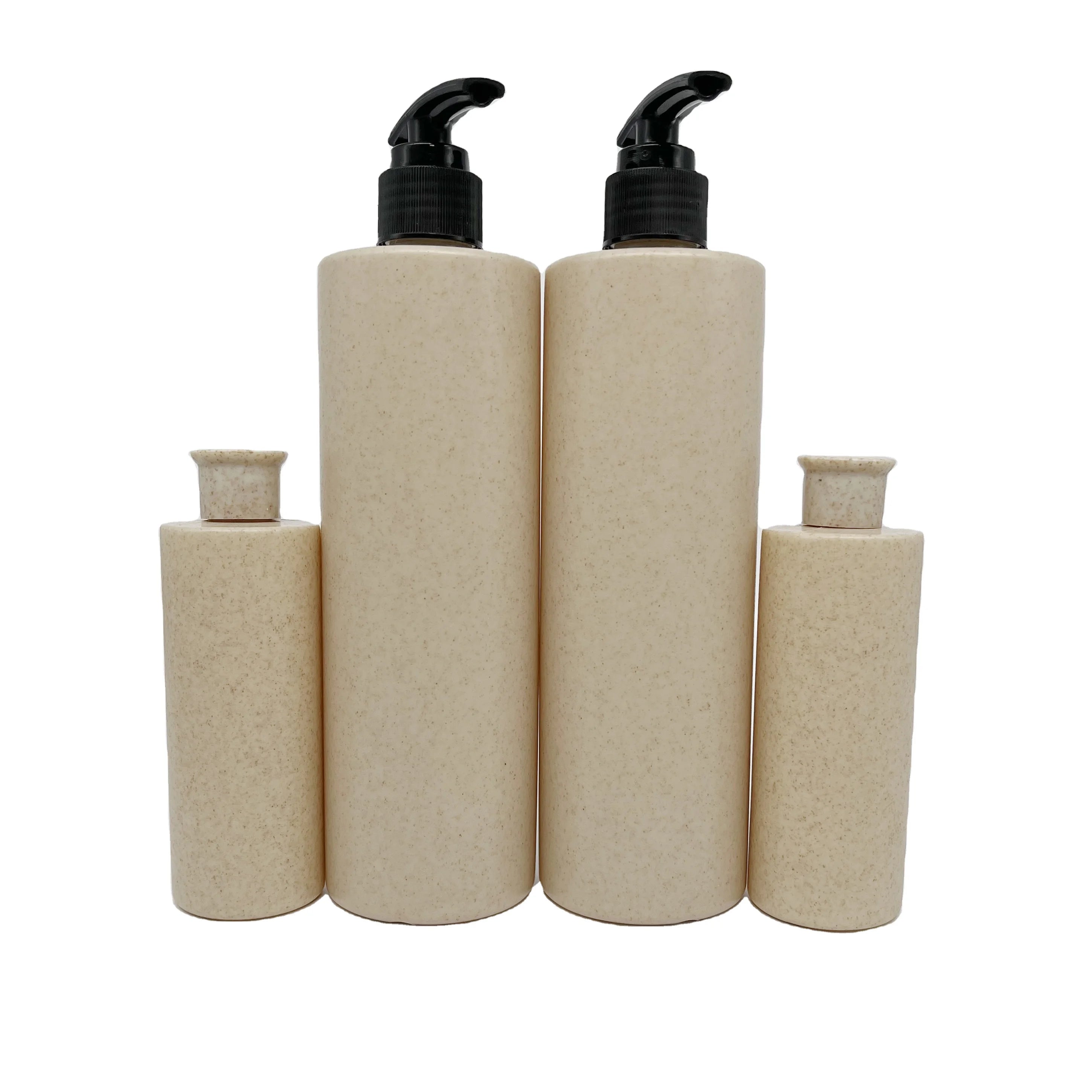 Hot Sale Plastic Wheat Straw Biodegradable Spray Pump Water Bottles 100ml 200ml 8oz Lotion Pump Biodegradable Shampoo Bottle