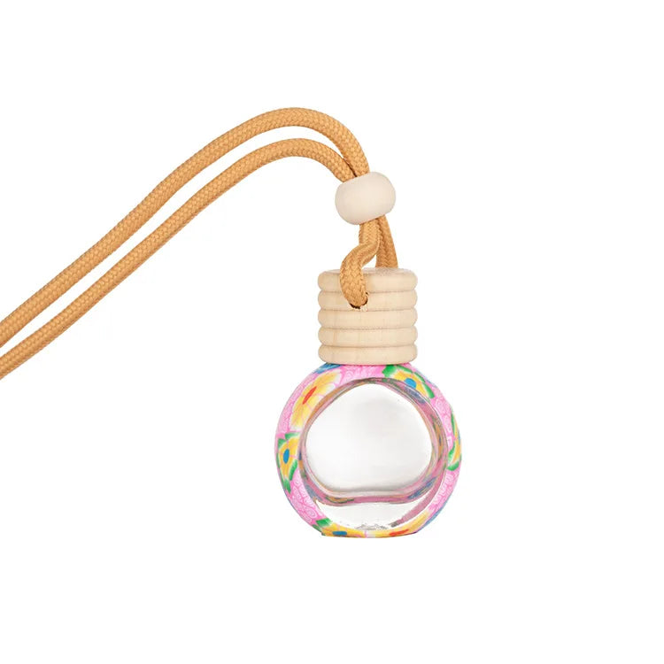 Empty Round 10ml Hanging Car Perfume Bottle Polymer Clay Car Diffuser Bottles