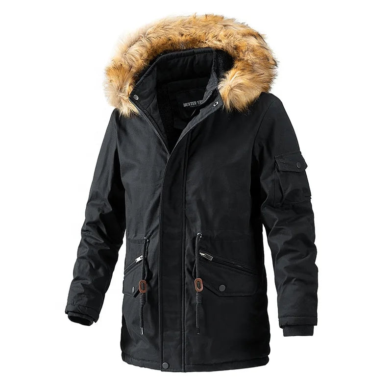 Men's Longline Washed Jacket Winter Fleece Lined Coat Heavyweight Casual Outerwear Plus Size Menswear Wholesale