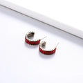 Fashion Gold Plated Cubic Zirconia Earrings Cuffs Jewelry Trendy Rainbow Rhinestone Crystal C Shape Earrings for Women