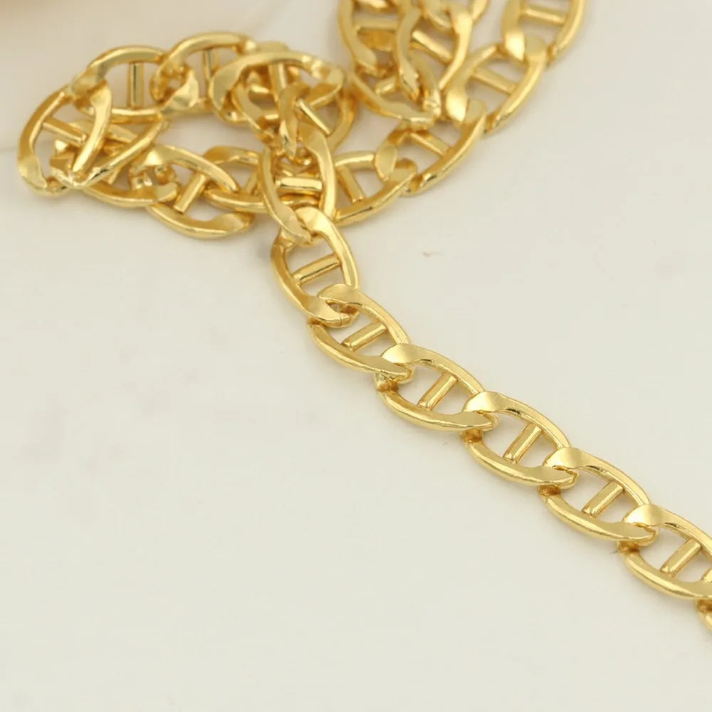 GC040 14K Gold Filled Thick Raw Chain Bulk 5mm Mariner Chain for Men Necklace Jewelry Making