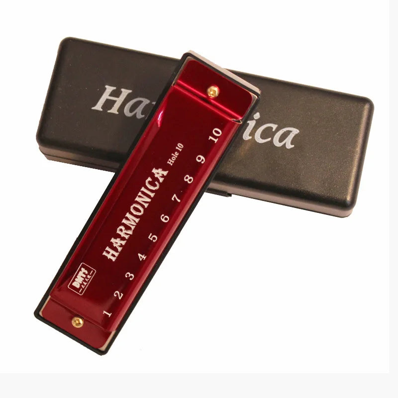 10-Hole Diatonic Harmonica in Key of C with Case Gift for Beginner Students and Kids Featuring Blues Harmonica