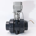 DN50 2 Inch 2 Way Full Port AC 110V 220V Auto Return Electric Actuated PVC Plastic True Union Motorized Ball Valve